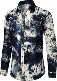 img 3 attached to LucMatton Men'S Cotton Linen Stylish Floral Long Sleeve Button Up Slim Fit Shirt