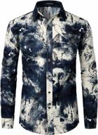 lucmatton men's cotton linen stylish floral long sleeve button up slim fit shirt logo