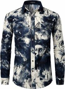 img 4 attached to LucMatton Men'S Cotton Linen Stylish Floral Long Sleeve Button Up Slim Fit Shirt