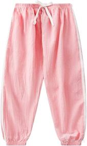 img 2 attached to 👶 PURMUME Kids' Slub Cotton Baby Long Bloomers Pants Trousers for Boys and Girls (18M-8T)