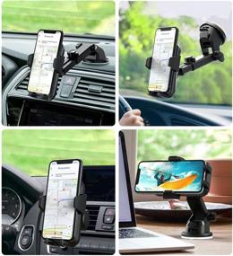 img 1 attached to Clean Air Guard Car Phone Holder Mount Windshield - Powerful Suction, Universal Windshield & Dashboard Car Phone Holder - Black