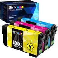 🖨️ epson 802xl 802 t802xl t802 compatible ink cartridges by e-z ink - set of 3 (cyan, magenta, yellow) for workforce pro wf-4740 wf-4730 wf-4720 wf-4734 ec-4020 ec-4030 logo