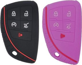 img 4 attached to EXUNTECH 2Pcs 5 Buttons Silicone Smart Key Fob Cover Remote Control Keychain Protective Cover Compatible With Chevrolet Corvette 2021 Suburban Tahoe 2020 Chevy Corvette Soft Rubber Cover Interior Accessories