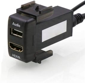 img 4 attached to 🔌 Nissan Compatible HDMI Socket Mount Cable with USB Audio Input