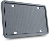 grey silicone license plate frame with patented 5 drainage holes - rain-proof, anti-rust, and anti-rattle - ideal for car license plates логотип