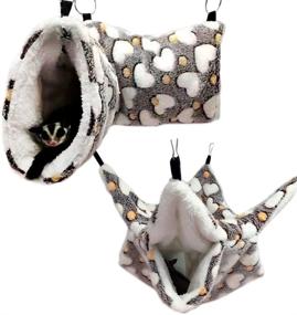 img 4 attached to Cozy Ferret Hammock Toy Set For Small Pets - Perfect Rat Cage Accessories And Warm Bed For Guinea Pigs, Hamsters, And Chinchillas With Hanging Tunnel