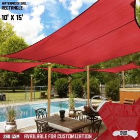 img 3 attached to TANG Sun Shades Depot 10' X 15' Rectanlge Waterproof Knitted Shade Sail Curved Edge Red 260 GSM U*V Block Shade Fabric Pergola Carport Canopy Replacement Awning Customize Available