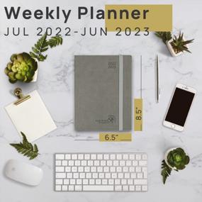img 3 attached to POPRUN Academic Planner 2022-2023 (July 2022 Through June 2023) 6.5'' X 8.5'', Daily Weekly And Monthly Planner With Hourly Time Slots, Monthly Tabs, 100GSM Paper, PU Leather Soft Cover - Grey