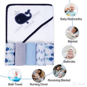 img 2 attached to Softan Baby Hooded Bath Towel and Washcloths Set, Super Soft and Highly Absorbent, 6 Pack Perfect Baby Shower Gift for Newborns and Infants, Cute Whale Design