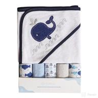 softan baby hooded bath towel and washcloths set, super soft and highly absorbent, 6 pack perfect baby shower gift for newborns and infants, cute whale design logo