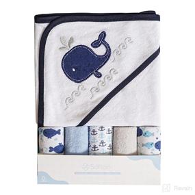 img 4 attached to Softan Baby Hooded Bath Towel and Washcloths Set, Super Soft and Highly Absorbent, 6 Pack Perfect Baby Shower Gift for Newborns and Infants, Cute Whale Design