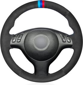 img 4 attached to 🏎️ Premium Black Suede Steering Wheel Cover for BMW 3 Series E46 E46/5 Series (2004-2005) / 5 Series E39 (2002-2003) / M3 (2001-2006) / M5 (2000-2003)