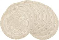 6pcs round cotton placemats, u'artlines indoor & outdoor table mats for fall dinner parties bbqs christmas everyday use, ivory white логотип