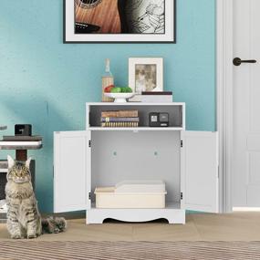 img 2 attached to HOMEFORT Litter Box Enclosure: Stylish Cat Washroom Bench & End Table With Doors And Shelf