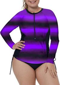 img 1 attached to 👙 XAKALAKA Women's Zip Front Multicolor Striped Rashguard: Stylish Swimwear and Cover Ups