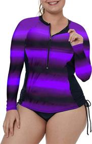 img 4 attached to 👙 XAKALAKA Women's Zip Front Multicolor Striped Rashguard: Stylish Swimwear and Cover Ups