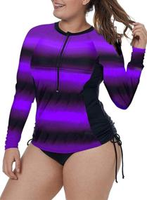 img 2 attached to 👙 XAKALAKA Women's Zip Front Multicolor Striped Rashguard: Stylish Swimwear and Cover Ups