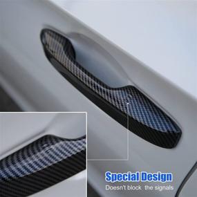 img 2 attached to 🚪 Carbon Fiber Style CKE Exterior Door Handle Cover Trim for 11th Gen Honda Civic 2022 - Smart Entry Lock Accessory in LX EX EX-L Sport Touring Si Type R Sedan Hatchback