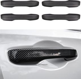 img 4 attached to 🚪 Carbon Fiber Style CKE Exterior Door Handle Cover Trim for 11th Gen Honda Civic 2022 - Smart Entry Lock Accessory in LX EX EX-L Sport Touring Si Type R Sedan Hatchback