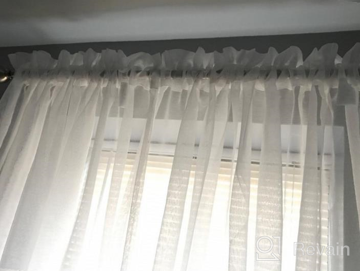 img 1 attached to Anjee Sheer Curtains 45 Inches Length Faux Linen Texture 2 Panels Rod Pocket Semi Sheer Window Treatment Gauze Voile Drapes For Kids Bedroom Kitchen Bathroom, Light Yellow 52 X 45 Inches review by Chris Crisler