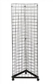 img 1 attached to Black Triangle Wire Grid Wall Tower With Base And Casters For Retail Display