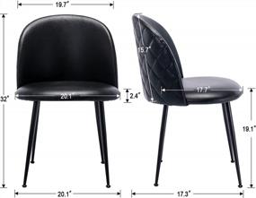 img 3 attached to Guyou Black PU Leather Dining Chairs Set Of 4, Upholstered Guest Chairs Side Chairs Round Back, Modern Accent Chairs With Metal Legs For Living Room Bedroom Reception Room