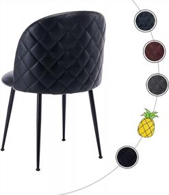 img 2 attached to Guyou Black PU Leather Dining Chairs Set Of 4, Upholstered Guest Chairs Side Chairs Round Back, Modern Accent Chairs With Metal Legs For Living Room Bedroom Reception Room