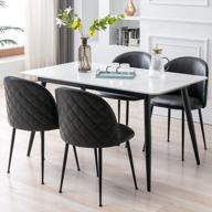 набор из 4 стульев для столовой из черной искусственной кожи guyou, мягкие стулья для гостей, боковые стулья с круглой спинкой, современные акцентные стулья с металлическими ножками для гостиной, спальни, приемной логотип
