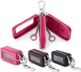 img 4 attached to Keep Your Keys Safe And Organized With ISuperb® Leather Key Case Car Fob Wallet In Coffee
