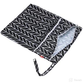 img 2 attached to 👜 Convenient Damero Wet and Dry Bag with Handle for Cloth Diaper, Pumping Parts, Clothes, and More: A Must-Have for Easy Grab and Go (Large, Black Arrows)