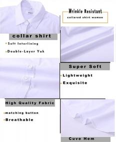 img 2 attached to MGWDT Button Down Shirt Women Slim-Fit Work Blouse Wrinkle Resistant Long/Short Sleeve Stretchy Lightweight Tops