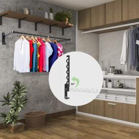 img 3 attached to Yesurprise Wall Mounted Clothes Hanger Rack, Folding Clothes Drying Rack Heavy Duty Drying Coat Hook Closet Storage Organizer For Laundry Bathroom Utility Area Indoor Outdoor，2 Racks With Rod (Black)