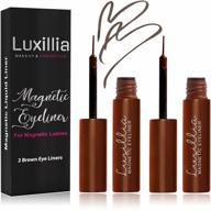 upgraded luxillia brown magnetic eyeliner for magnetic eyelashes with strong hold, natural look, waterproof & smudge proof - pack of 2 标志