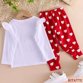 img 2 attached to Valentine Heart Print Long Sleeve Sweatshirt And Pants Set For Toddler And Infant Girls - Fall/Winter Outfits