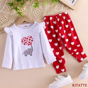 img 3 attached to Valentine Heart Print Long Sleeve Sweatshirt And Pants Set For Toddler And Infant Girls - Fall/Winter Outfits