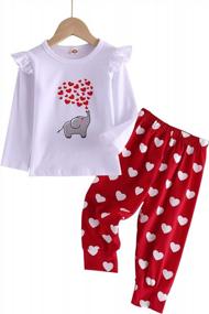 img 4 attached to Valentine Heart Print Long Sleeve Sweatshirt And Pants Set For Toddler And Infant Girls - Fall/Winter Outfits