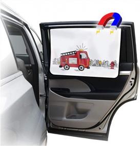 img 4 attached to GgomaART Car Side Window Sun Shade - Universal Reversible Magnetic Curtain For Baby And Kids With Sun Protection Block Damage From Direct Bright Sunlight, And Heat - 1 Piece Of Fire Truck