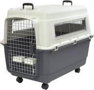 🐶 sportpet designs x-large gray rolling plastic airline-approved wire door travel dog crate logo