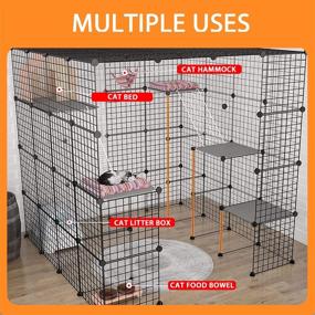 img 2 attached to IKARE Large DIY Cat Cage With Detachable Playpen And 3 Doors, 5 Tiers For 1-5 Cats - Indoor Pet Home And Small Animal House (55" L X 55" W X 55.1" H)