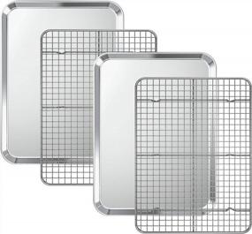 img 4 attached to 2-Piece Baking Sheet & Cooling Rack Set - Deedro Stainless Steel Cookie Sheets, 16X12 Inches, Heavy Duty Non-Toxic Easy Clean.