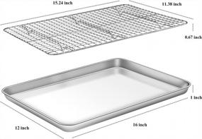 img 3 attached to 2-Piece Baking Sheet & Cooling Rack Set - Deedro Stainless Steel Cookie Sheets, 16X12 Inches, Heavy Duty Non-Toxic Easy Clean.