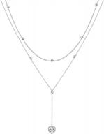 s925 sterling silver teardrop double choker y lariat necklace flyow layered necklace for women gifts logo