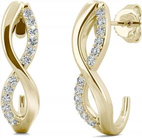 img 2 attached to Moissanite Drop Earrings In 14K Yellow Gold By Charles & Colvard, 0.16Cttw DEW With 1.1Mm Round Stones