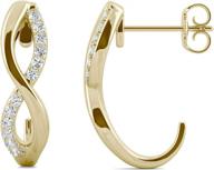 moissanite drop earrings in 14k yellow gold by charles & colvard, 0.16cttw dew with 1.1mm round stones logo