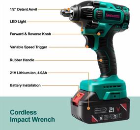 img 2 attached to KINSWOOD 20V Cordless Impact Wrench With Powerful Brushless Motor And Max 320 Ft-Lbs Torque, Includes 3.0A Li-Ion Battery, 4Pcs Driver Impact Sockets, And Fast Charger