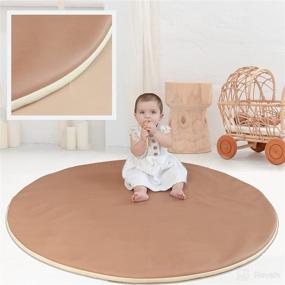 img 4 attached to 👶 Ultimate Vegan Leather Baby Playmat: Waterproof, Foam Padded, Infant-Friendly Mat for Tummy Time, Crawling & Playroom Fun