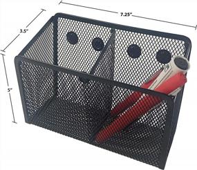 img 1 attached to StorageMax Magnetic Pencil Holder And Locker Organizer, Wire Mesh Storage Basket For Refrigerator, Whiteboard Or Office Cabinet. Extra Strong Magnets. Office Accessories (Black, 2 Compartment)
