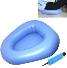 img 4 attached to KIKIGOAL Inflatable Bed Pan - Portable, Washable, And Ideal For Bedridden Elderly With Bedsore Toileting Needs - Blue