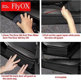 img 2 attached to 🚪 FlyOX Door Sill Guards Kit - Rubber Door Entry Guards for Jeep Wrangler JL JLU and Gladiator JT 4-Door (2018-2021) - Full Coverage Door Sill Protector in Black - Accessories Parts, Replacement