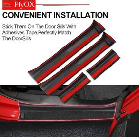 img 1 attached to 🚪 FlyOX Door Sill Guards Kit - Rubber Door Entry Guards for Jeep Wrangler JL JLU and Gladiator JT 4-Door (2018-2021) - Full Coverage Door Sill Protector in Black - Accessories Parts, Replacement